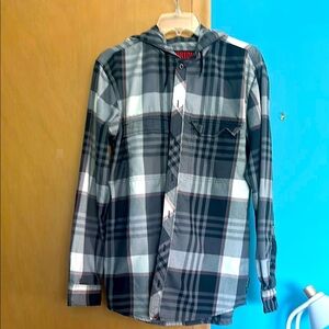 Burton Gray and Red Plaid Shirt